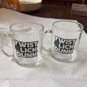 Twist Lick Dunk Oreo cookies Clear Glass Mugs Set of 2